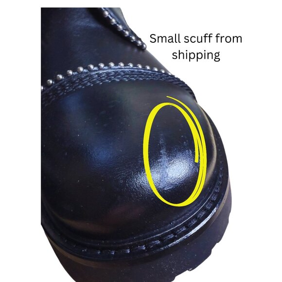 Zadig & Voltaire Leather Studded Joe Combat Boots Black New in Box - Picture 8 of 13